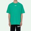 Off-White Men’ s Caravaggio Square Back Printing Short Sleeve Loose Version Green o Virgil Abloh Tee