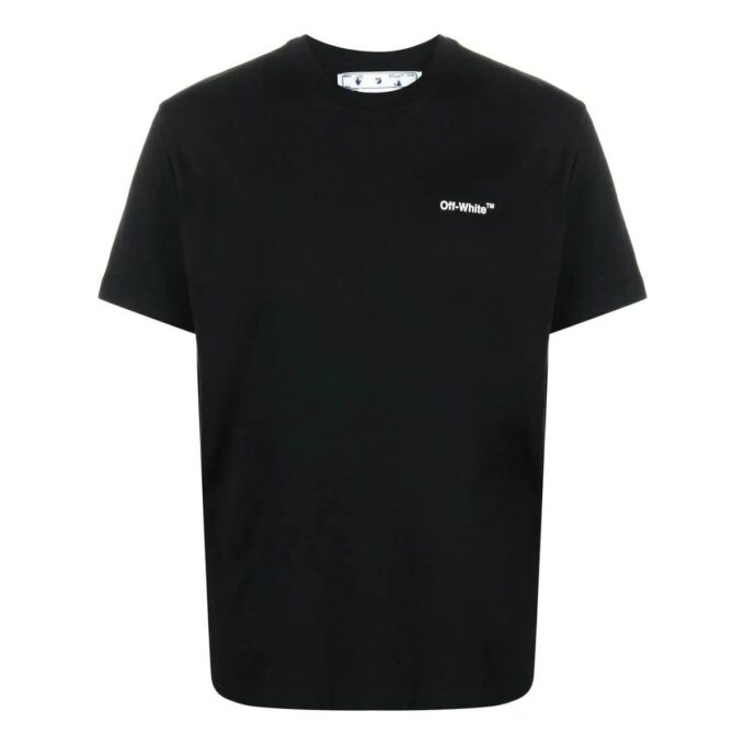 Off-White Men’ s Chain Arrow Logo Printing Short Sleeve Casual Version Black T-Shirt