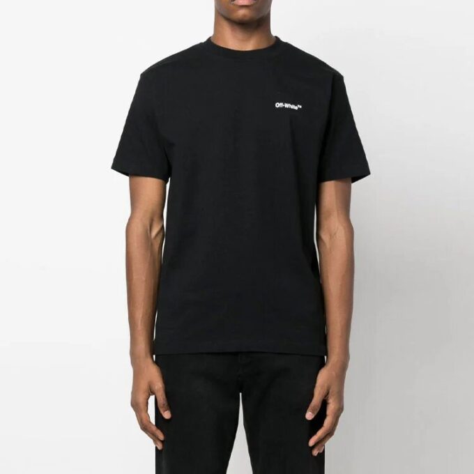 Off-White Men’ s Chain Arrow Logo Printing Short Sleeve Casual Version Black T-Shirt