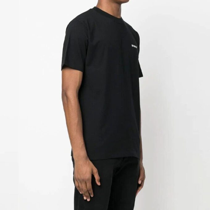 Off-White Men’ s Chain Arrow Logo Printing Short Sleeve Casual Version Black T-Shirt