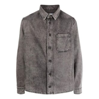 Off-White Men’ s Chest Denim Long Sleeves Brown Shirt Off-White Men’ s Chest Denim Long Sleeves Brown Shirt