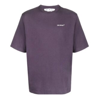 Off-White Men’ s Chest Logo Back Carravagio Printing Round Neck Short Sleeve Purple T-Shirt Off-White Men’ s Chest Logo Back Carravagio Printing Round Neck Short Sleeve Purple T-Shirt