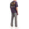 Off-White Men’ s Chest Logo Back Carravagio Printing Round Neck Short Sleeve Purple T-Shirt