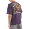 Off-White Men’ s Chest Logo Back Carravagio Printing Round Neck Short Sleeve Purple T-Shirt