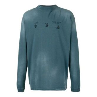 Off-White Men’ s Chest Pattern Logo Printing Long Sleeves Haze Blue Off-White Men’ s Chest Pattern Logo Printing Long Sleeves Haze Blue