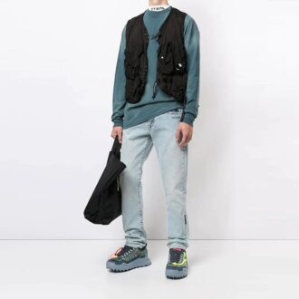 Off-White Men’ s Chest Pattern Logo Printing Long Sleeves Haze Blue Off-White Men’ s Chest Pattern Logo Printing Long Sleeves Haze Blue