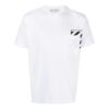 Off-White Men’ s Chest Stripe Pocket Round Neck Short Sleeve White T-Shirt