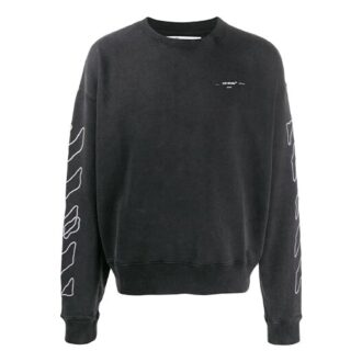Off-White Men’ s Classic Stripe Logo Printing Pullover Black Off-White Men’ s Classic Stripe Logo Printing Pullover Black