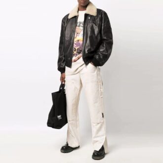 Off-White Men’ s Cortex Aviator Jacket Loose Fit Black
