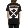 Off-White Men’ s Cotton Alphabet Printing Back Arrow Short Sleeve Black T-Shirt