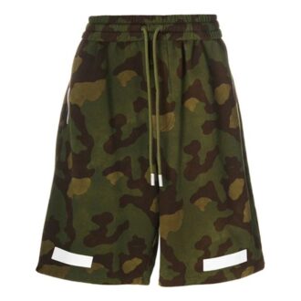 Off-White Men’ s Cotton Camouflage Shorts Military Green