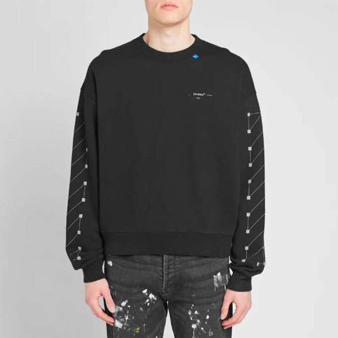 Off-White Men’ s Cotton Round Neck Pullover Black
