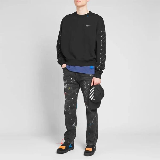 Off-White Men’ s Cotton Round Neck Pullover Black