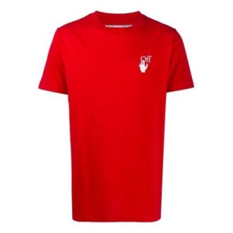 Off-White Men’ s Cut Here Printing Red T-Shirt