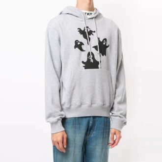 Off-White Men’ s Devil Printing Hooded Long Sleeves Gray