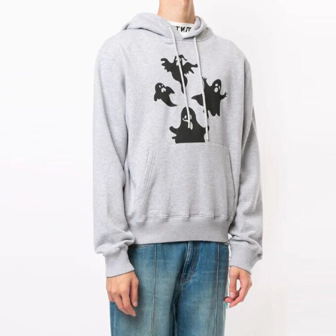 Off-White Men’ s Devil Printing Hooded Long Sleeves Gray