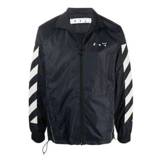 Off-White Men’ s Diagonal Stripes Jacket Loose Fit Black