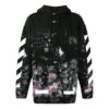 Off-White Men’ s Diagonal Stripes Printing Loose Cotton Black