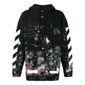 Off-White Men’ s Diagonal Stripes Printing Loose Cotton Black