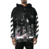 Off-White Men’ s Diagonal Stripes Printing Loose Cotton Black
