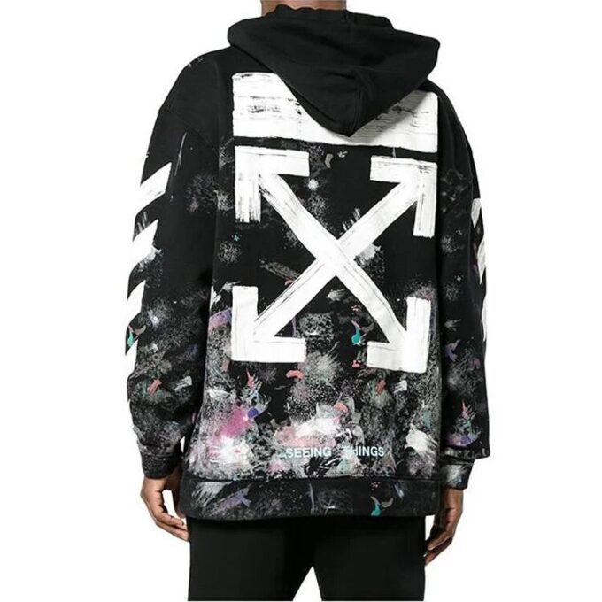 Off-White Men’ s Diagonal Stripes Printing Loose Cotton Black