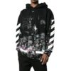 Off-White Men’ s Diagonal Stripes Printing Loose Cotton Black