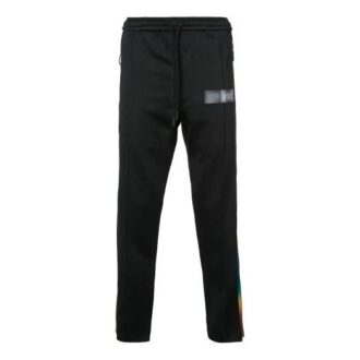 Off-White Men’ s Drawstring Waist Side Stripe Drawstring Casual Pants/Trousers Loose Fit Black