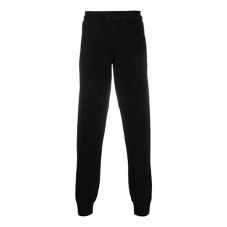 Off-White Men’ s Elastic Waistband Solid Color Casual Long Pants/Trousers Black