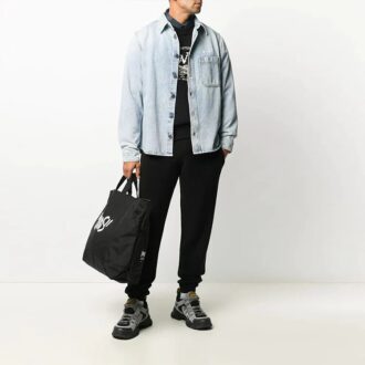 Off-White Men’ s Elastic Waistband Solid Color Casual Long Pants/Trousers Black