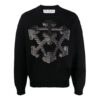 Off-White Men’ s FW21 3D Arrow Pattern Knit Pullover Wool Sweater Loose Fit Black