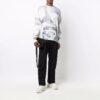 Off-White Men’ s FW21 Abstract Printing Round Neck Pullover Wool Sweater Loose Fit White