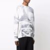 Off-White Men’ s FW21 Abstract Printing Round Neck Pullover Wool Sweater Loose Fit White