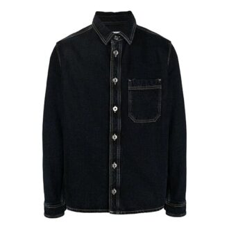 Off-White Men’ s FW21 Adornment Slogan Denim Long Sleeves Denim Deep Blue Shirt Off-White Men’ s FW21 Adornment Slogan Denim Long Sleeves Denim Deep Blue Shirt