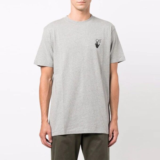 Off-White Men’ s FW21 Arrow Logo Cotton Short Sleeve Gray T-Shirt