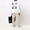 Off-White Men’ s FW21 Arrow Logo Printing Pullover Round Neck Loose Fit White