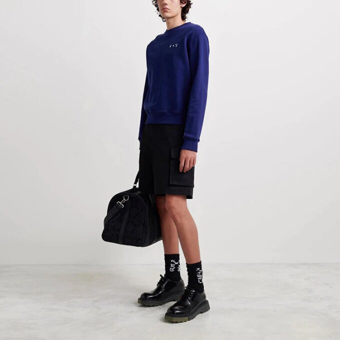 Off-White Men’ s FW21 Arrow Logo Round Neck Pullover Blue