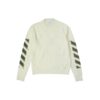 Off-White Men’ s FW21 Arrow Logo Round Neck Pullover Wool Sweater Loose Fit Milky White