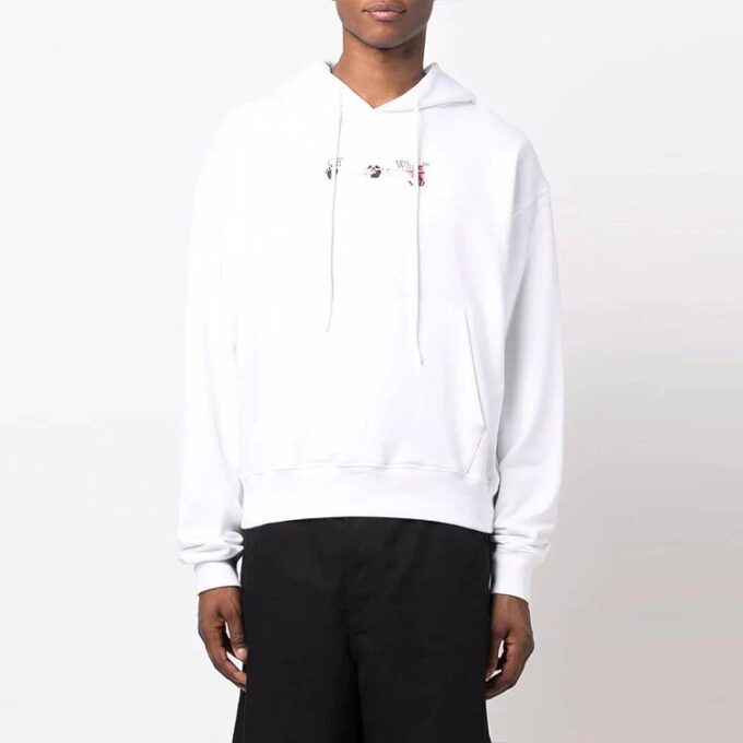 Off-White Men’ s FW21 Arrow Pattern Alphabet Printing Solid Color Loose Fit White