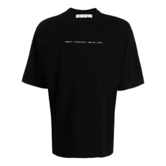 Off-White Men’ s FW21 Arrow Pattern Alphabet Short Sleeve Loose Fit Black T-Shirt