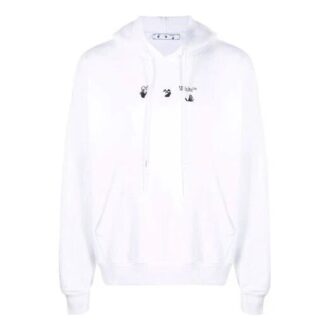 Off-White Men’ s FW21 Arrow Pattern Hooded Long Sleeves Loose Fit White