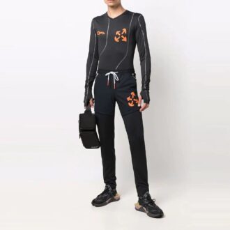 Off-White Men’ s FW21 Arrow Pattern Printing Sports Pants/Trousers/Joggers Slim Fit Black