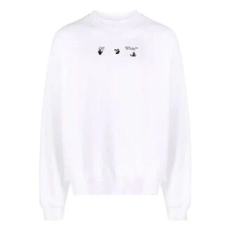 Off-White Men’ s FW21 Arrow Pattern Pullover Round Neck Loose Fit White