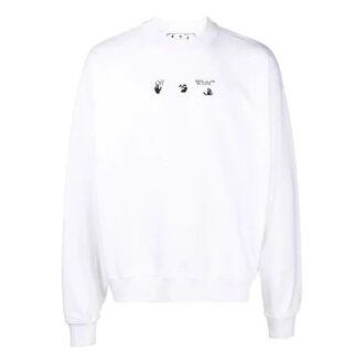 Off-White Men’ s FW21 Arrow Pattern Round Neck Pullover Loose Fit White