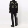 Off-White Men’ s FW21 Arrow Pattern Round Neck Pullover Wool Sweater Loose Fit Black