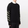 Off-White Men’ s FW21 Arrow Pattern Round Neck Pullover Wool Sweater Loose Fit Black