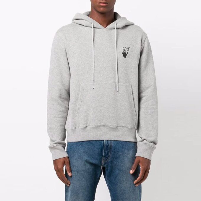 Off-White Men’ s FW21 Arrow Printing Logo Drawstring Loose Fit Gray
