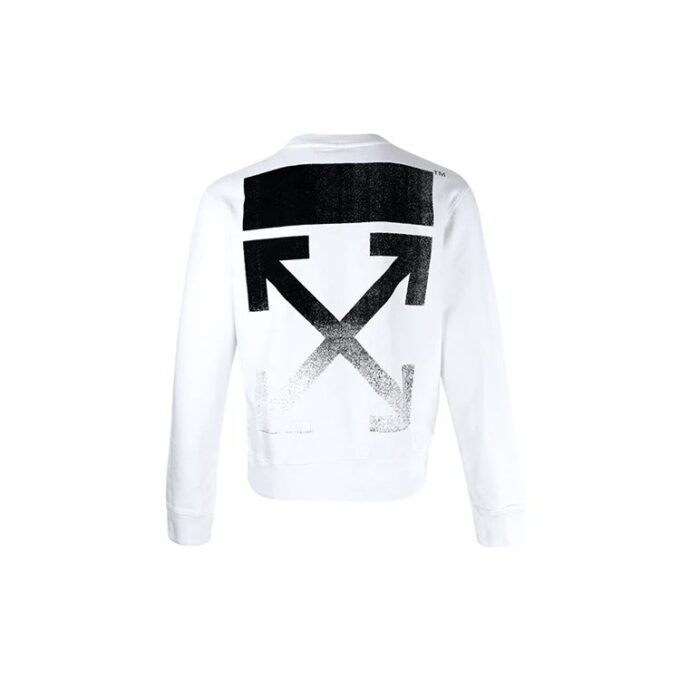 Off-White Men’ s FW21 Arrow Printing Pullover Round Neck Long Sleeves Loose Fit White