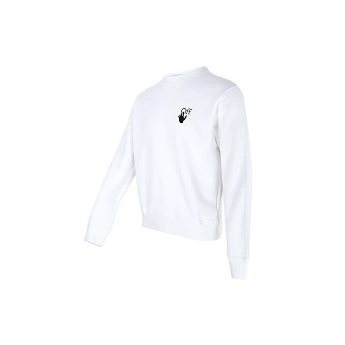 Off-White Men’ s FW21 Arrow Printing Pullover Round Neck Long Sleeves Loose Fit White