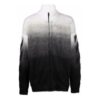 Off-White Men’ s FW21 Arrows Pattern Jacquard Gradient Zipper Cardigan Wool Sweater Loose Fit Black