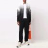 Off-White Men’ s FW21 Arrows Pattern Jacquard Gradient Zipper Cardigan Wool Sweater Loose Fit Black